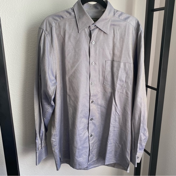 Ermenegildo Zegna Men’s‎ Medium Long Sleeve Button Down Dress Shirt Blue Gray - Picture 1 of 11